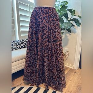 Chicwish Leopard Print Maxi Skirt in Brown and Black